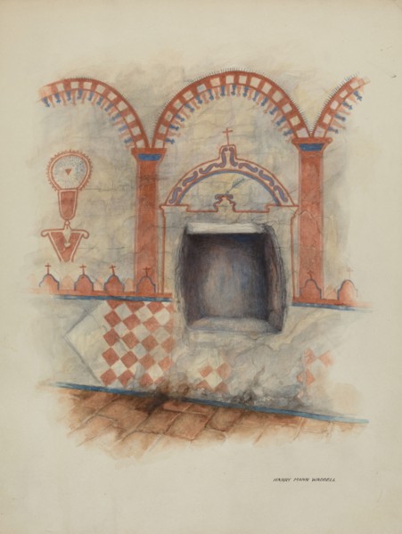 Wall Painting and Baptismal Niche, 1938. Creator: Harry Mann Waddell.
