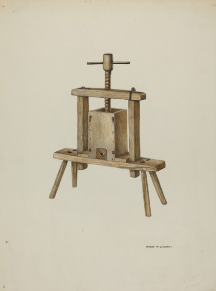 Cider Press, c. 1940. Creator: Harry Mann Waddell.