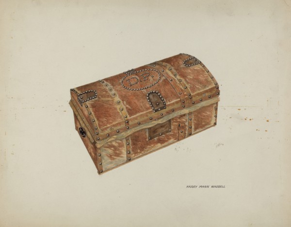 Cowhide Trunk, c. 1937. Creator: Harry Mann Waddell.