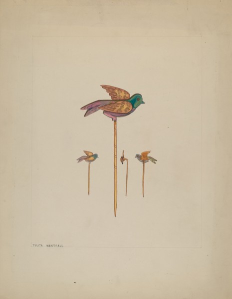 Bird Stick Pin, c. 1937. Creator: Tulita Westfall.