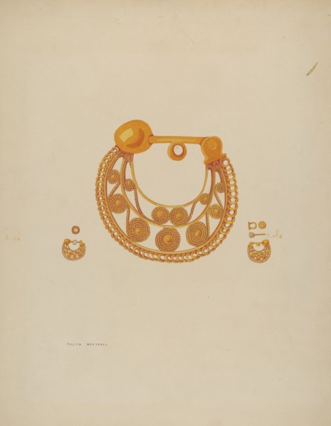 Earrings, c. 1937. Creator: Tulita Westfall.