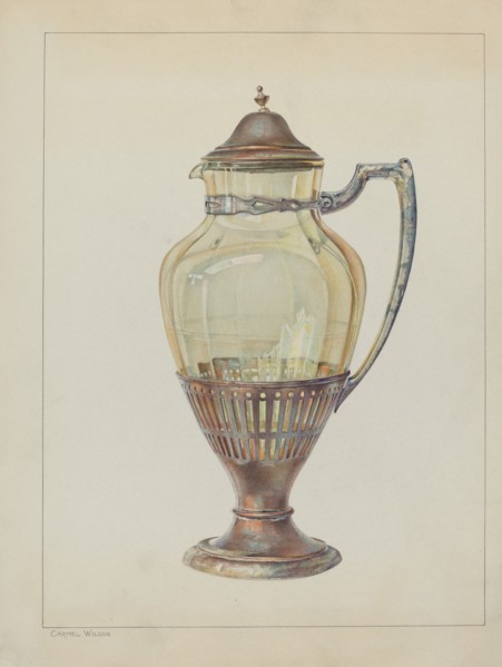 Silver and Glass Flagon, c. 1936. Creator: Carmel Wilson.