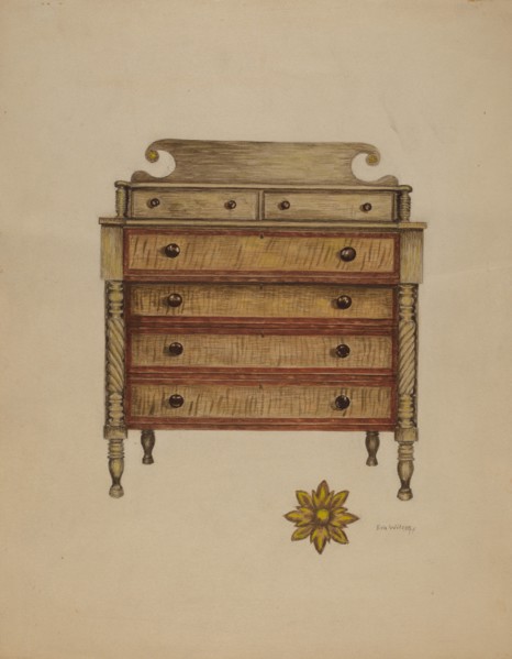 Chest-Mahogany, Pine & Maple, c. 1937. Creator: Eva Wilson.