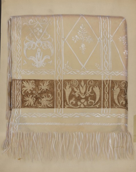 Linen Towel - Brown Border, c. 1937. Creator: Eva Wilson.