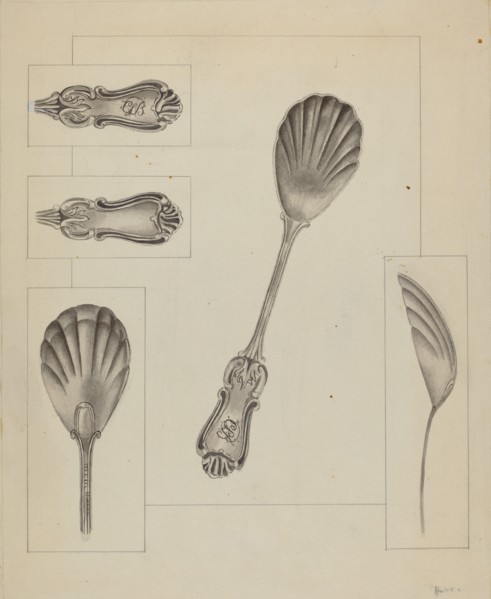 Silver Sugar Spoon, c. 1936. Creator: Anthony Zuccarello.