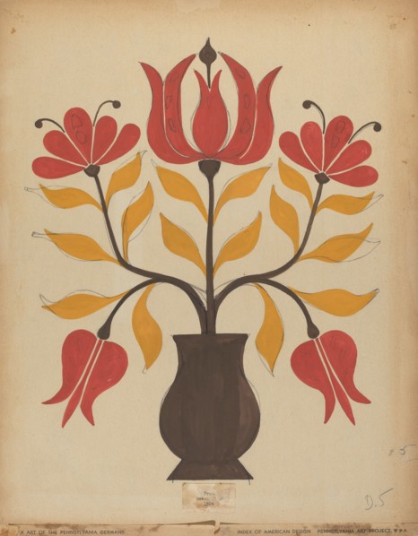Drawing for Plate 5: From Portfolio "Folk Art of Rural Pennsylvania", c. 1939. Creator: Unknown.