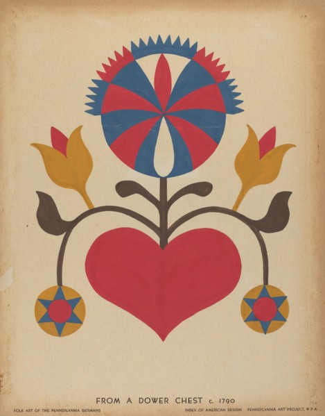 Drawing for Plate 13: From the Portfolio "Folk Art of Rural Pennsylvania", c. 1939. Creator: Unknown.