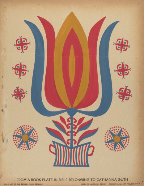 Drawing for Plate 9: From the Portfolio "Folk Art of Rural Pennsylvania", c. 1939. Creator: Unknown.