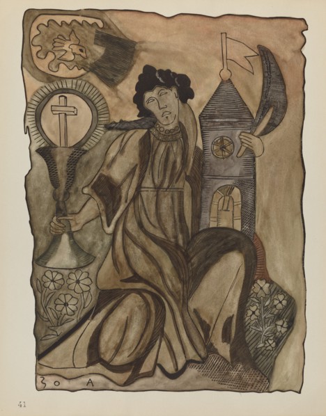 Plate 41: Saint Barbara: From Portfolio "Spanish Colonial Designs of New Mexico", 1935/1942. Creator: Unknown.
