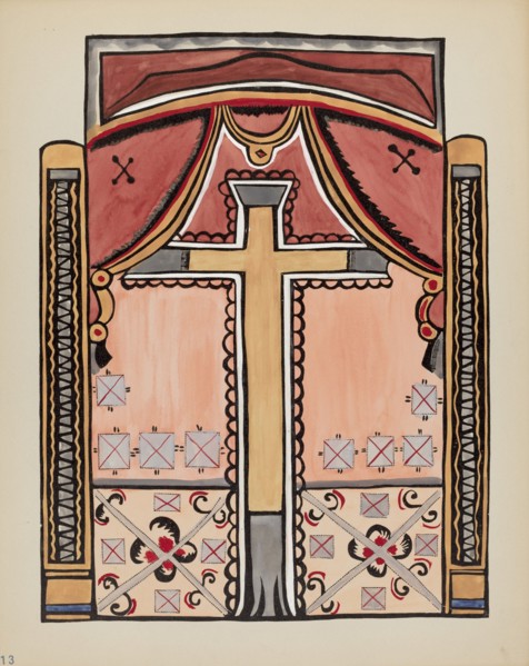 Plate 13: Design with Cross, Chimayo: From Portfolio "Spanish Colonial Designs of New Mexico", 1935/ Creator: Unknown.