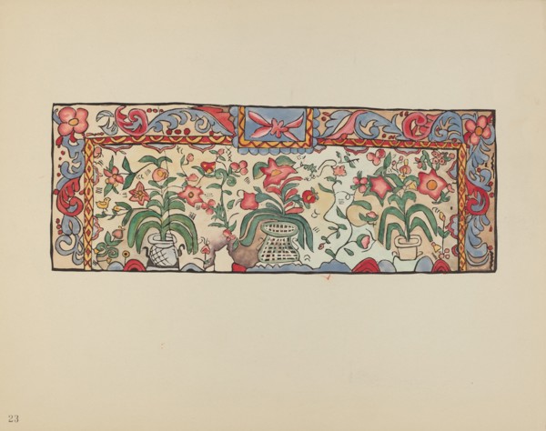Plate 23: Painting on Buckskin: From Portfolio "Spanish Colonial Designs of New Mexico", 1935/1942. Creator: Unknown.