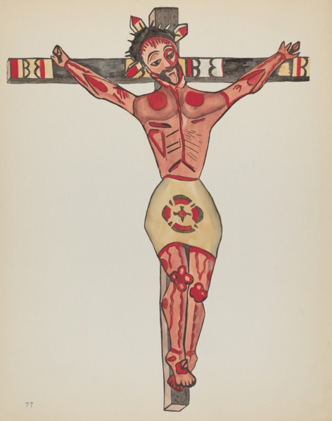 Plate 27: Christ Crucified, Mora: From Portfolio "Spanish Colonial Designs of New Mexico", 1935/1942 Creator: Unknown.