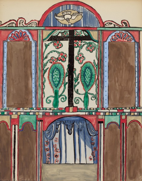Plate 5: Main Altarpiece, Santa Cruz: From Portfolio "Spanish Colonial Designs of New Mexico", 1935/ Creator: Unknown.