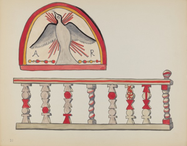 Plate 10: Holy Ghost Lunette & Altar Rail, Chimayo: From Portfolio "Spanish Colonial...", 1935/1942. Creator: Unknown.