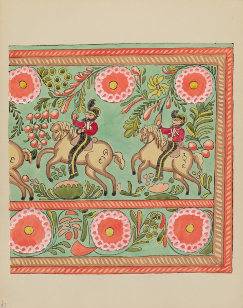 Plate 43: Painted Chest Design: From Portfolio "Spanish Colonial Designs of New Mexico", 1935/1942. Creator: Unknown.