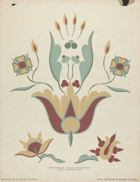 San Luis Obispo Mission Altar Tabernacle From the portfolio "Decorative Art...", 1935/1942. Creator: Unknown.