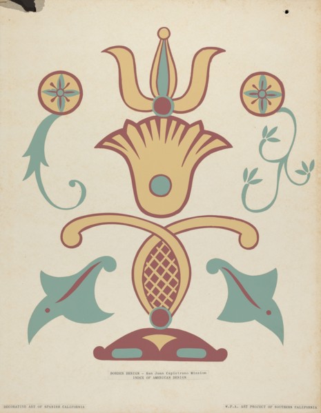 San Juan Capistrano Mission Border Design from the portfolio "Decorative Art...", 1935/1942. Creator: Unknown.