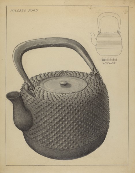 Tea Kettle, c. 1936. Creator: Mildred Ford.