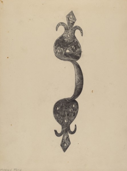 Door Handle, c. 1937. Creator: Mildred Ford.