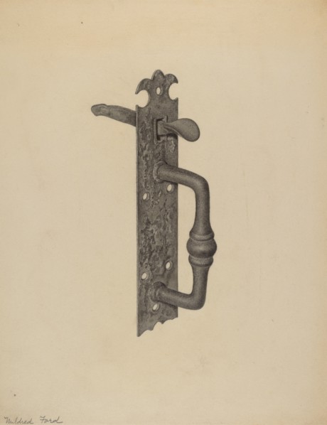Door Handle with Thumb Press, c. 1938. Creator: Mildred Ford.