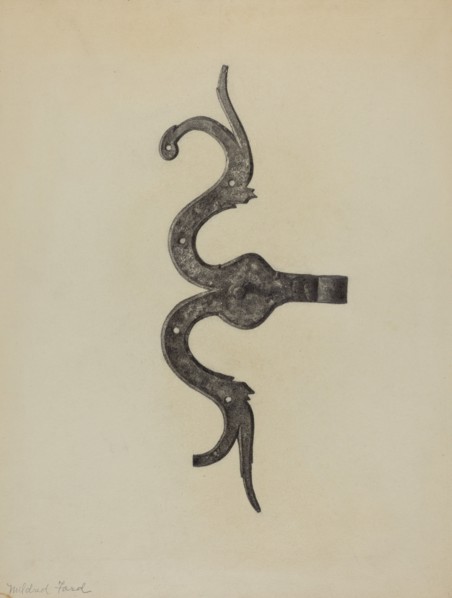 Pa. German Butt of Side Hinge, c. 1938. Creator: Mildred Ford.