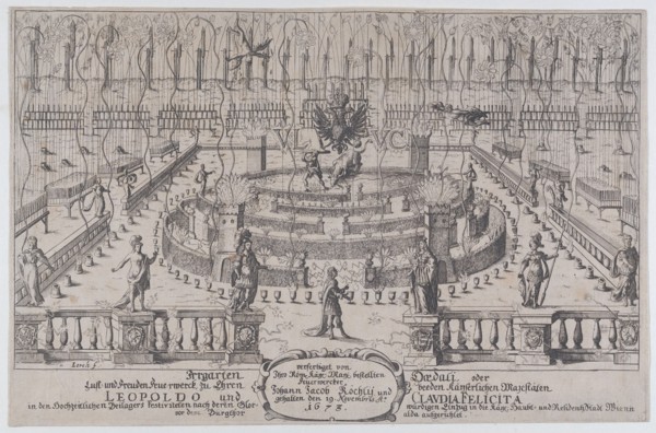 Fireworks display, Nuremberg, 1659, 1673. Creator: Anon.