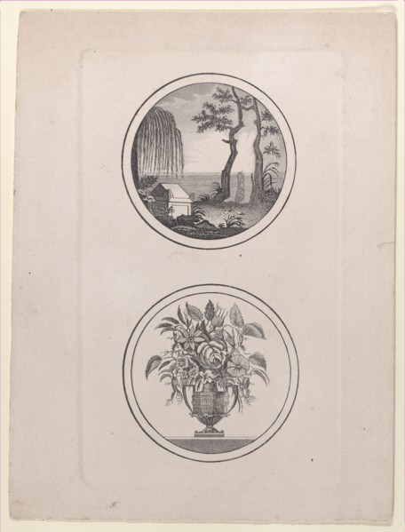 Hidden silhouette of Napoleon visiting his tomb; vase of flowers, 1821-1900., 1821-1900. Creator: Anon.
