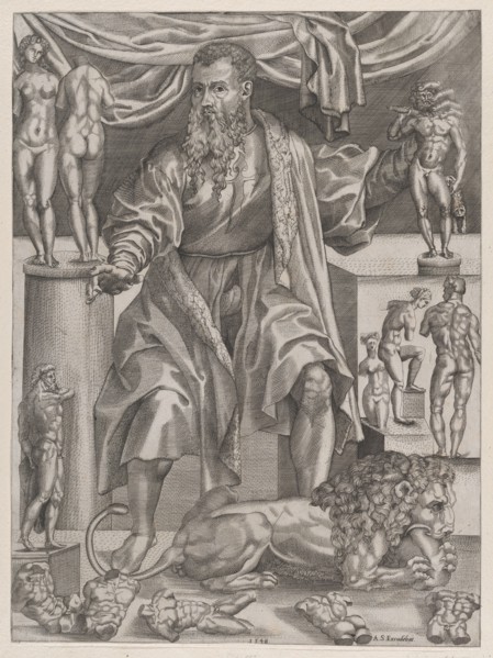 Portrait of Baccio Bandinelli with Lion, 1548., 1548. Creator: Anon.