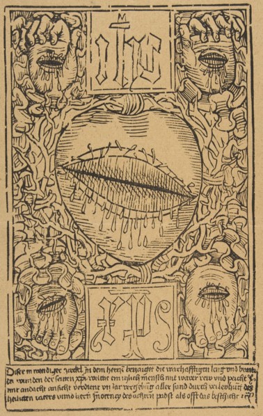 The Sacred Monogram and the Wounds of Christ, 15th century., 15th century. Creator: Anon.