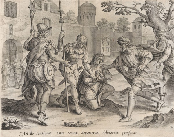 The Servant Sending his Fellow Servant to Prison, from The Parable of the Unmerciful Serva..., 1585. Creator: Anon.