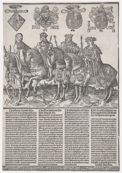Procession of the Counts and Countess of Holland on Horseback: Mary of Burgundy, Maximilia..., 1518. Creator: Jacob Cornelisz. van Oostsanen.