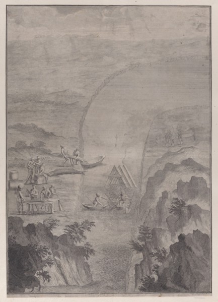 Men fishing with nets in a river, from 'Danubius Pannonico-Mysicus' (Volume 3), 1726. Creator: Jacobus Houbraken.