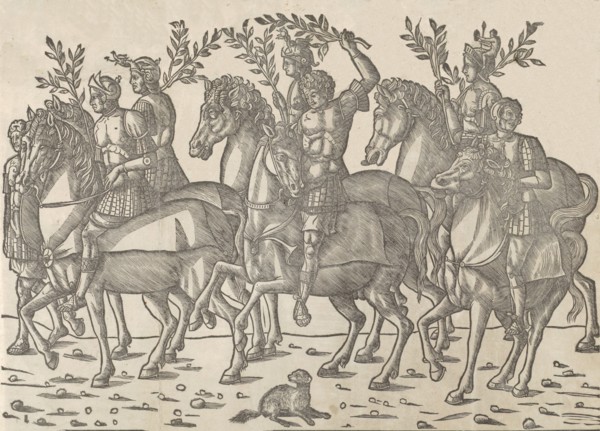 Figures on horseback, from 'The Triumph of Caesar', 1504. Creator: Jacob von Strassburg.