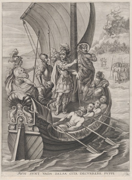 Plate 14: Ferdinand on a voyage with the Argonauts; from Guillielmus Becanus's 'Serenissim..., 1636. Creators: Jacobus van Schoor, Johannes Meursius, Willem van der Beke.
