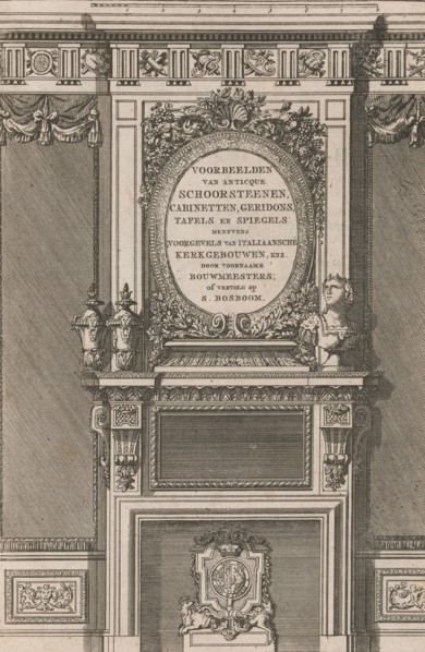 Miscellany of 17th-century Ornament Print Series: Examples of Antique Chimneypieces, Cabin..., 1786. Creator: Jan Barend Elwe.