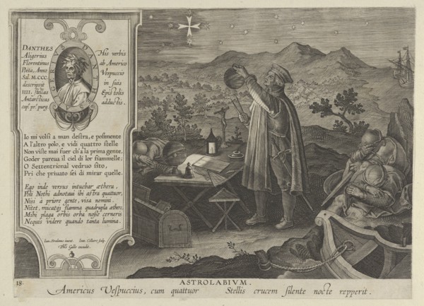 New Inventions of Modern Times [Nova Reperta], Amerigo Vespucci Discovering the Southe..., ca. 1600. Creator: Jan Collaert I.