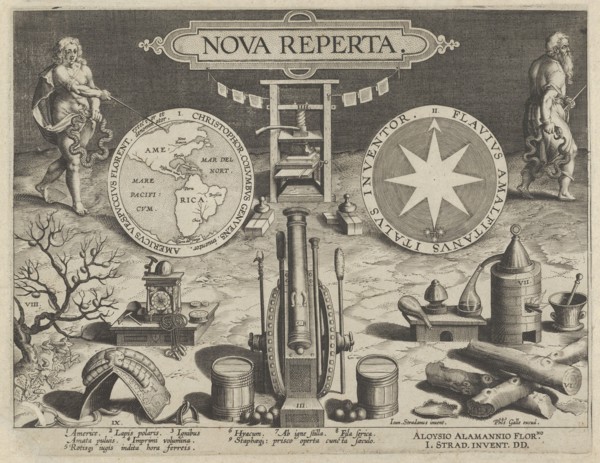 New Inventions of Modern Times [Nova Reperta], Title Plate, ca. 1600. Creator: Jan Collaert I.