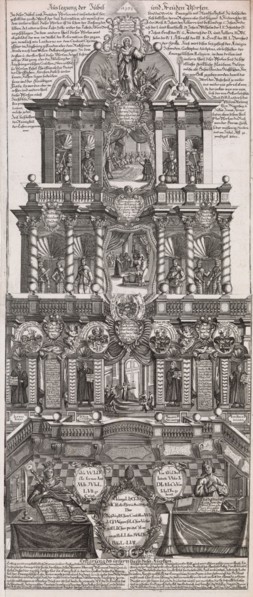 Broadsheet in Commemoration of the 200th Anniversary of the Augsburg Confession of 153..., ca. 1730. Creator: Johann Gottfried Boeck.
