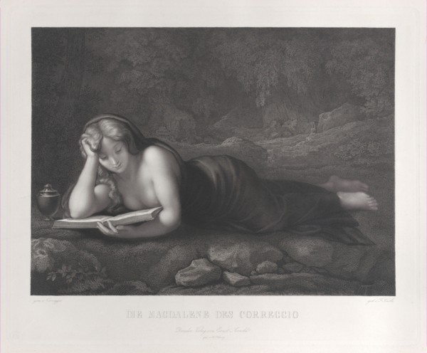 Mary Magdalene reading in the desert, 1827-75. Creator: Johann Heinrich Friedrich Ludwig Knolle.