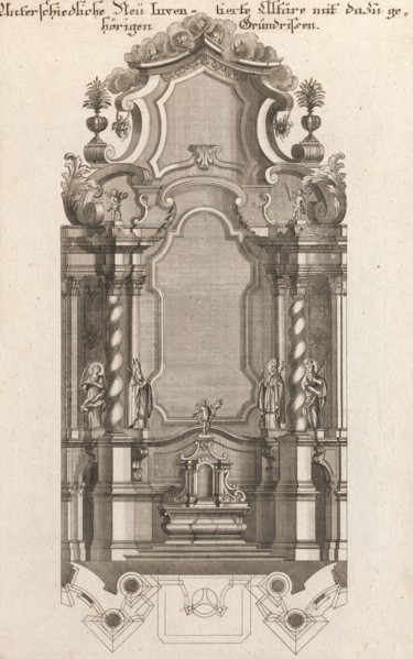 Design for a Monumental Altar, Plate i from 'Unterschiedliche Neu Inventier..., Printed ca. 1750-56. Creator: Johann Michael Leüchte.