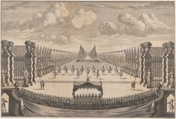 The royal family sitting under a canopy, watching dancers perform the final ballet of ..., ca. 1700. Creator: Johann Ulrich Kraus.