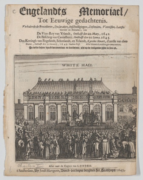 The Execution of King Charles I (Title page: Engelandts Memoriael), 1649. Creator: Joost Hartgerts.