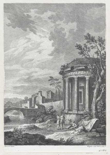 Landscape with Temple, ca. 1750-70. Creator: Joseph Wagner.