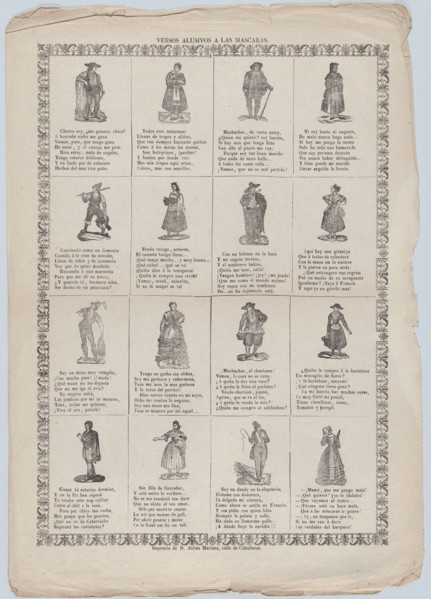 Allusive verses for masquerades, ca. 1860-70. Creator: Julian Mariana.