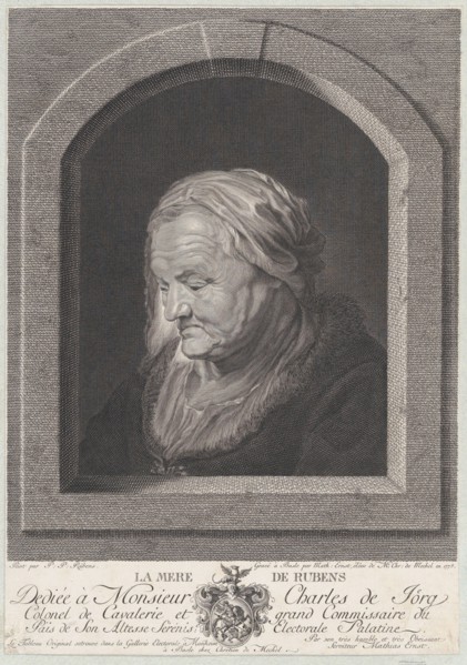 Portrait of Rubens' mother, seen through a window opening, 1775. Creator: Karl Mathias Ernst.