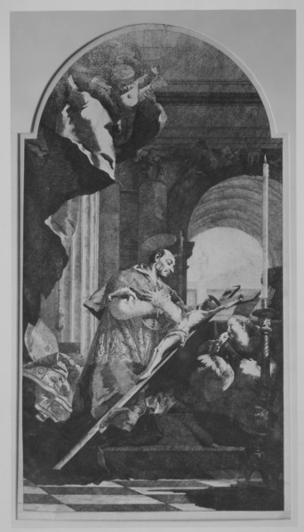 Saint Charles Borromeo Venerating the Crucifix, ca. 1770. Creators: Lorenzo Tiepolo, Giovanni Battista Tiepolo.