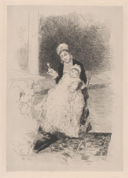 A seated woman holding a child, ca. 1800-1900?. Creator: Luis Jiménez Aranda.