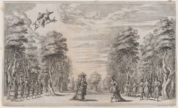 A man and a woman conversing at center, surrounded by a row of young men to the right and ..., 1668. Creator: Mathäus Küsel.