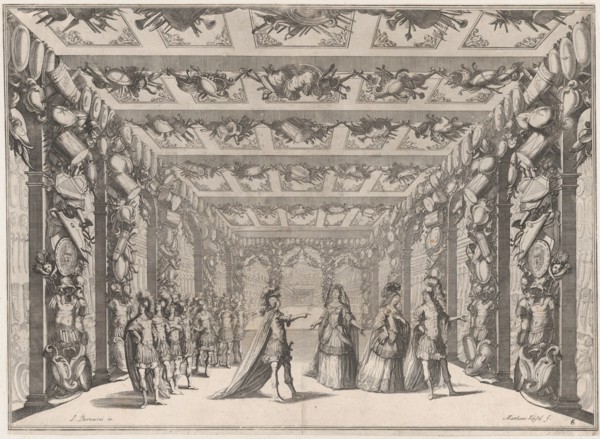 The Arsenal; two soldiers conversing with two women on the right as a group of soldiers lo..., 1674. Creator: Mathäus Küsel.