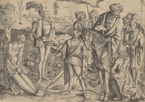 The King's Sons Shooting Their Father's Corpse, ca. 1500. Creator: Matthäus Zasinger.